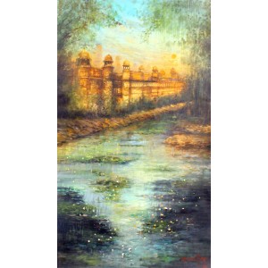 A. Q. Arif, 42 x 24 Inch, Oil on Canvas, Citysscape Painting, AC-AQ-356